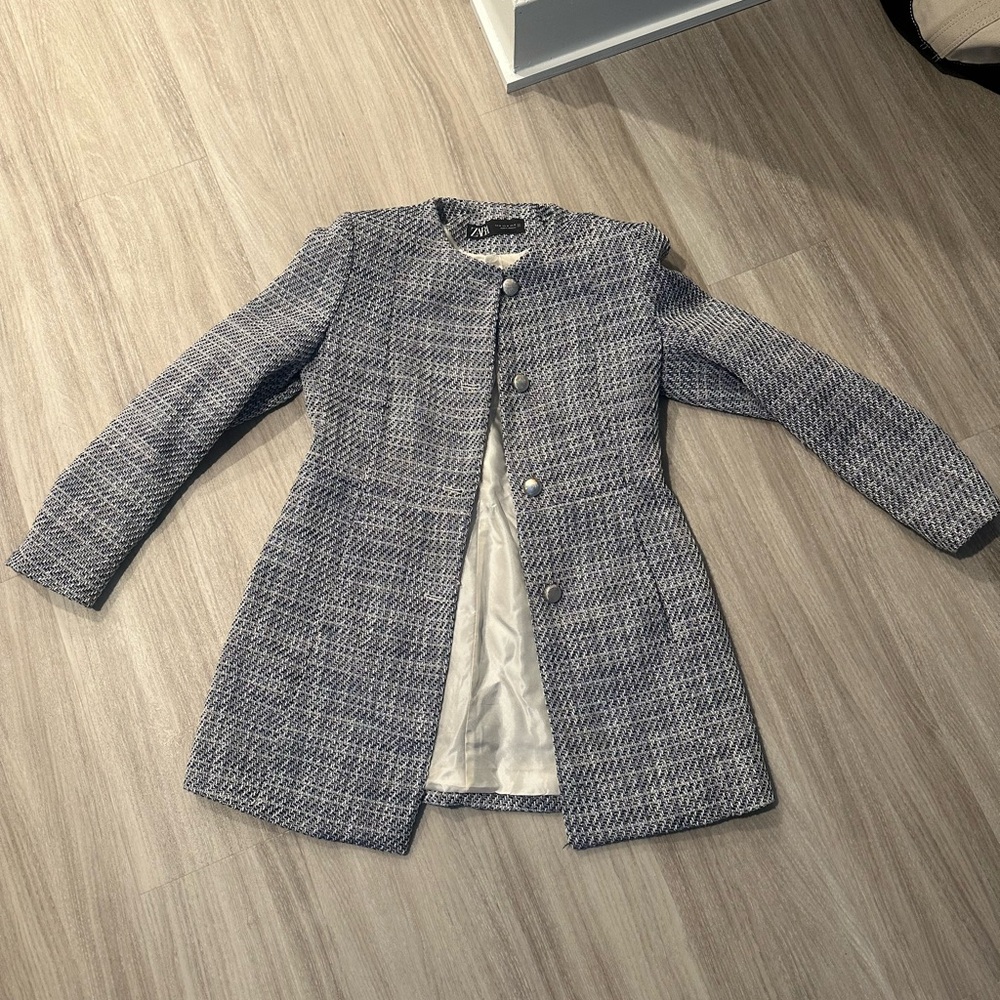 Zara Blue Blazer Tailored Suit Jacket